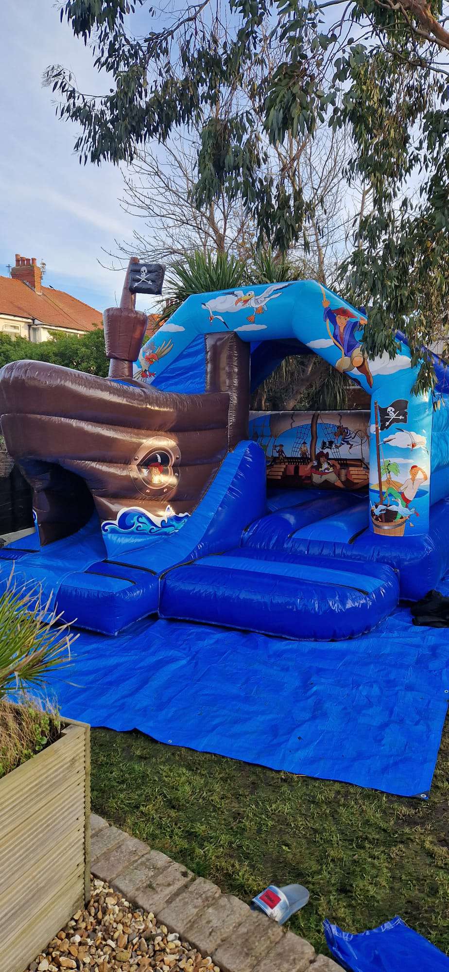 3D Pirate ship bouncy castle with slide