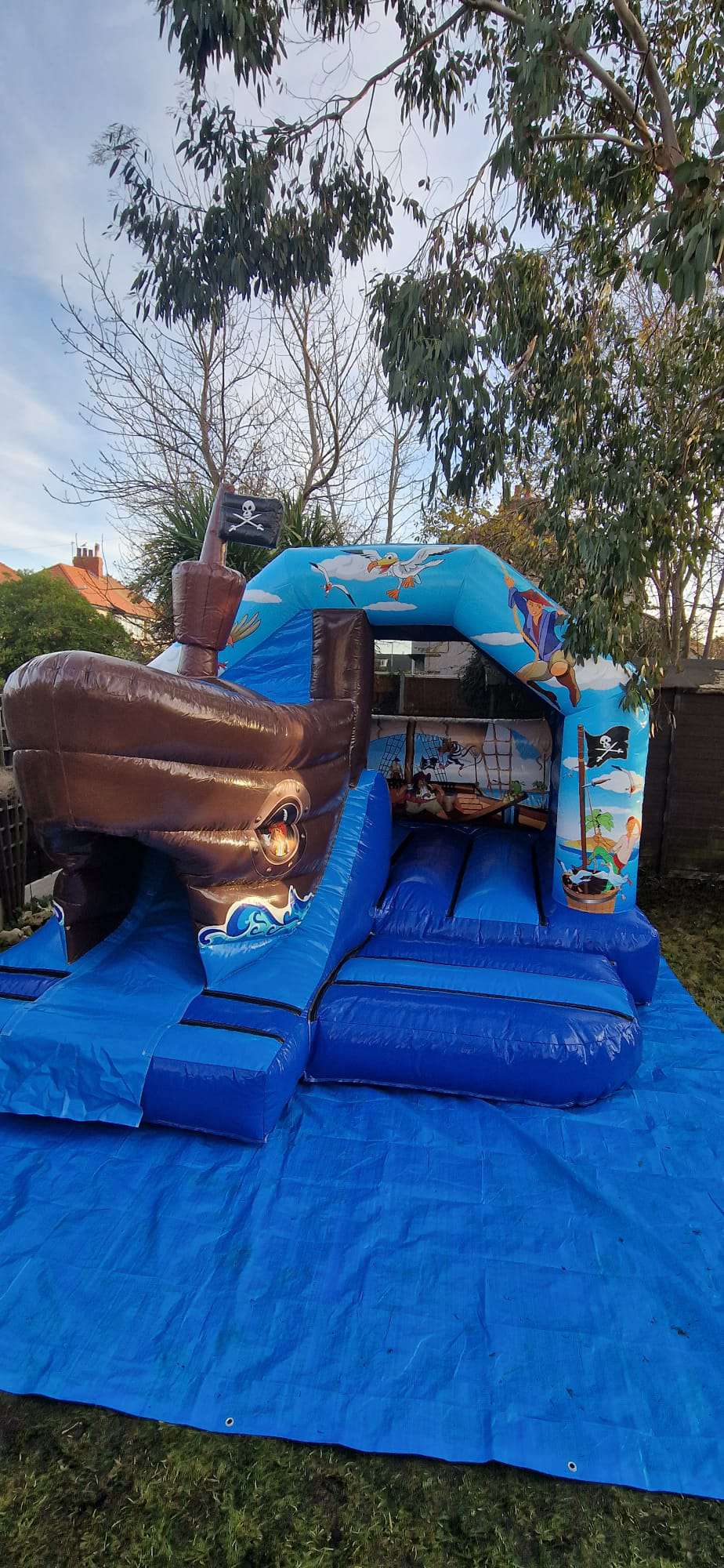 3D Pirate ship bouncy castle with slide