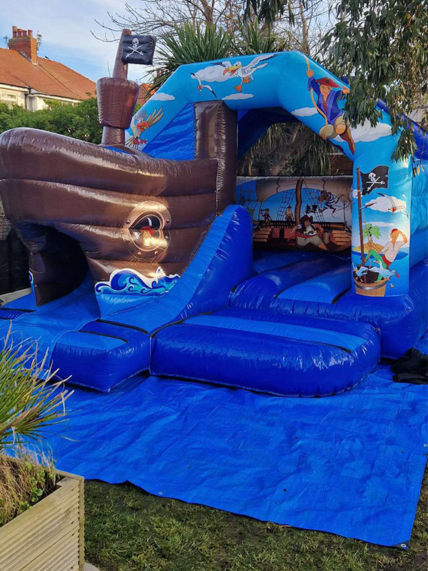 3D Pirate ship bouncy castle with slide