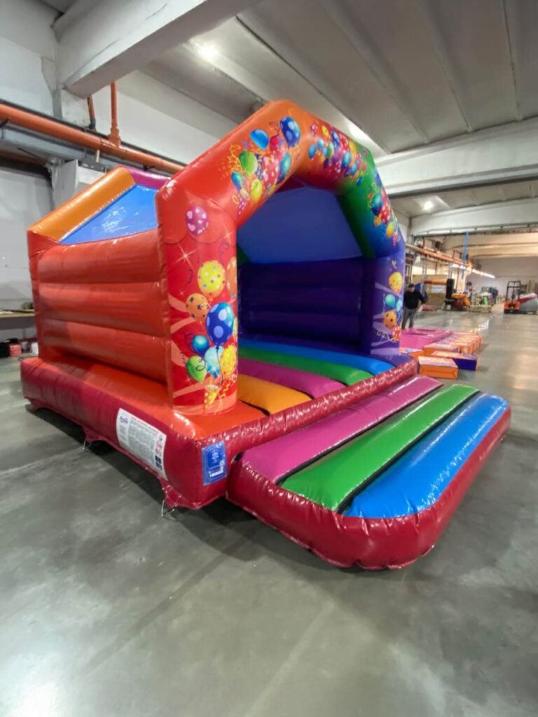 Multicoloured Party A Frame bouncy castle